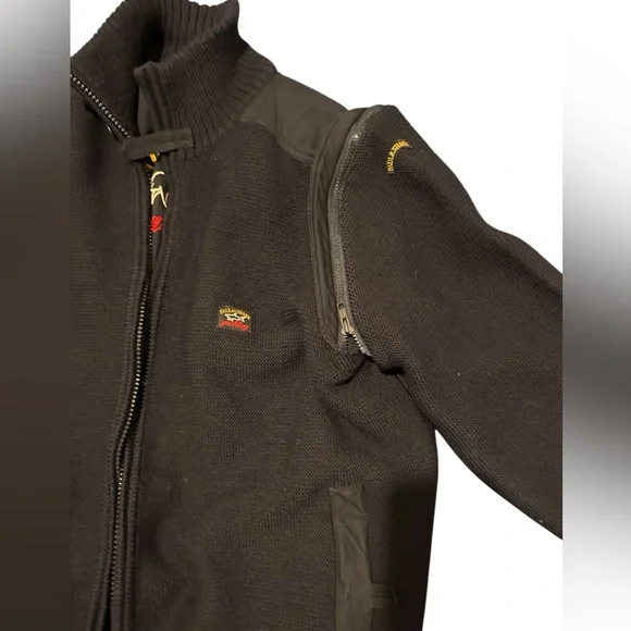 PAUL & SHARK Yachting MEN'S Black HEAVY WOOL KNIT REVERSIBLE JACKET Size XXL
